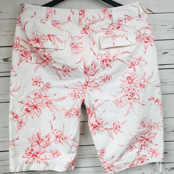 White and Pink Floral Bermuda Shorts Size 12 EUC - Picture 2 of 6